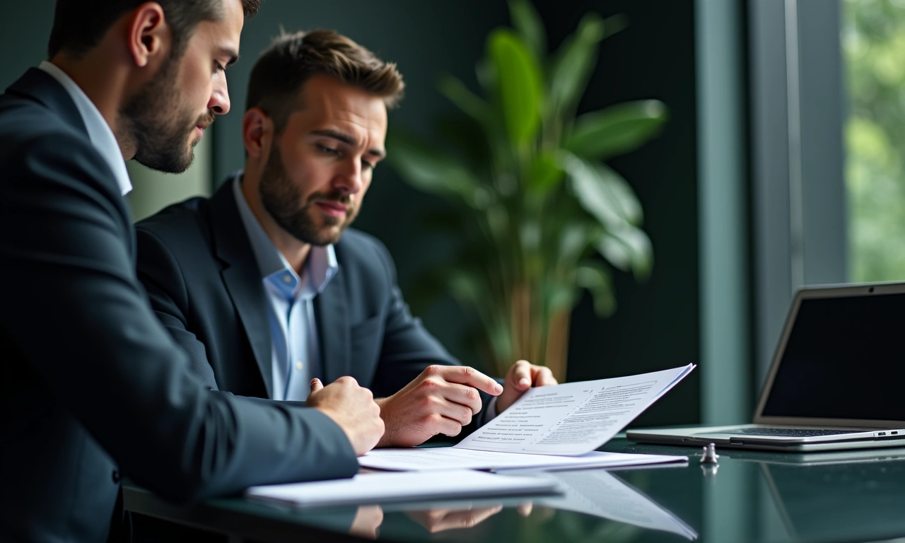 Small business owner signing a 10 year commercial term loan agreement at a community bank office