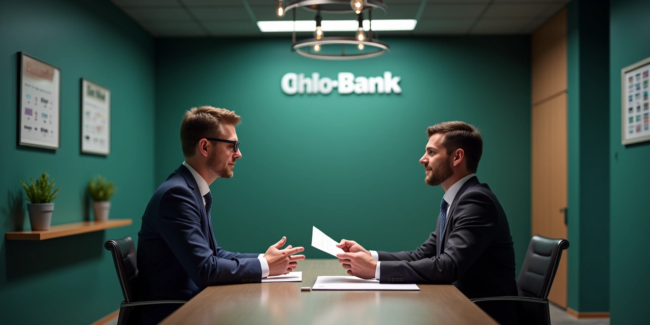Business owner meeting with a commercial lender to review a line of credit offer