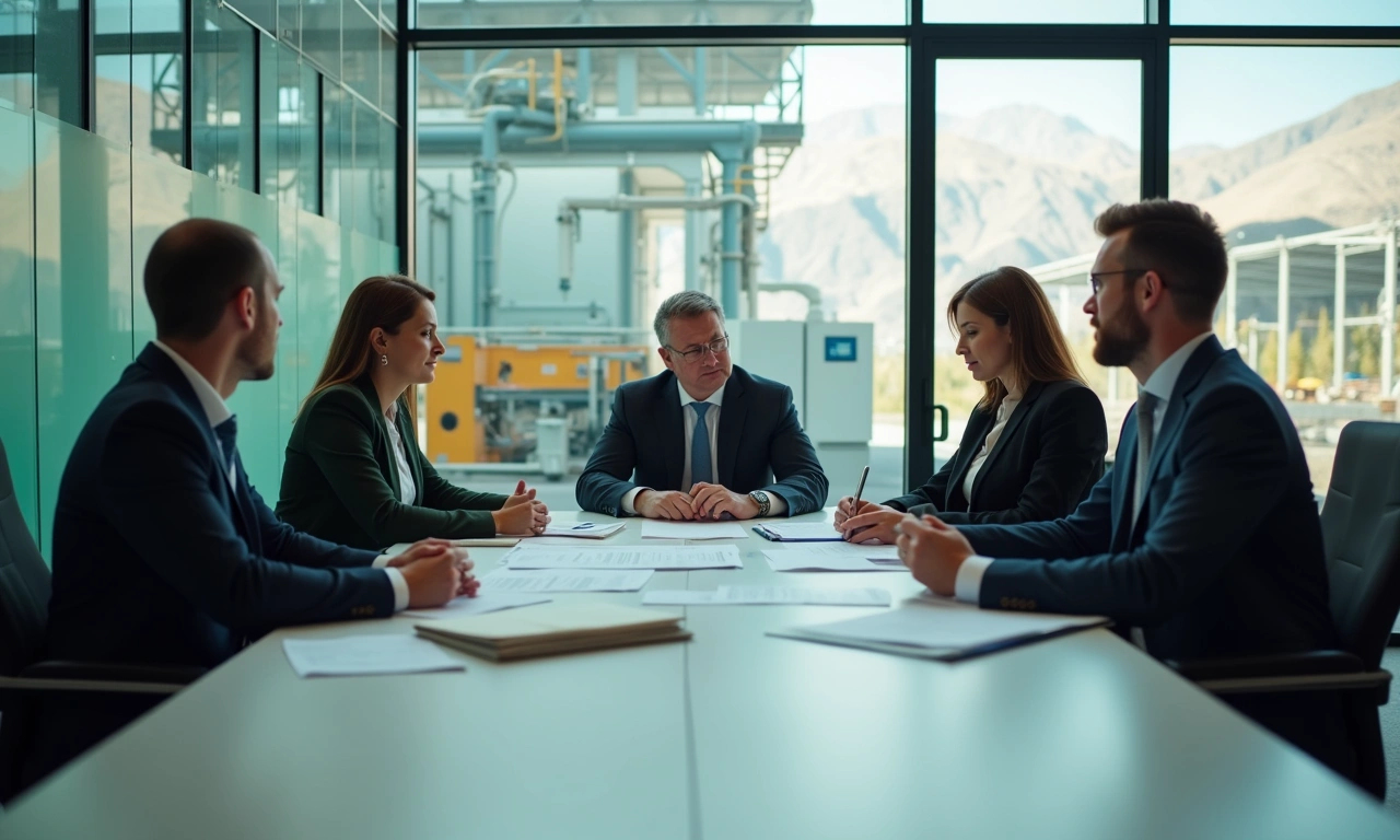 Manufacturing executive meeting with lender in Utah plant conference room