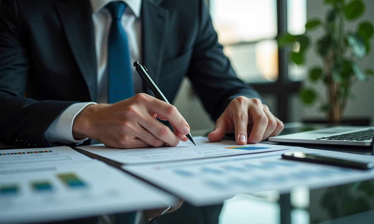 Utah business owner comparing lender documents across executive conference table
