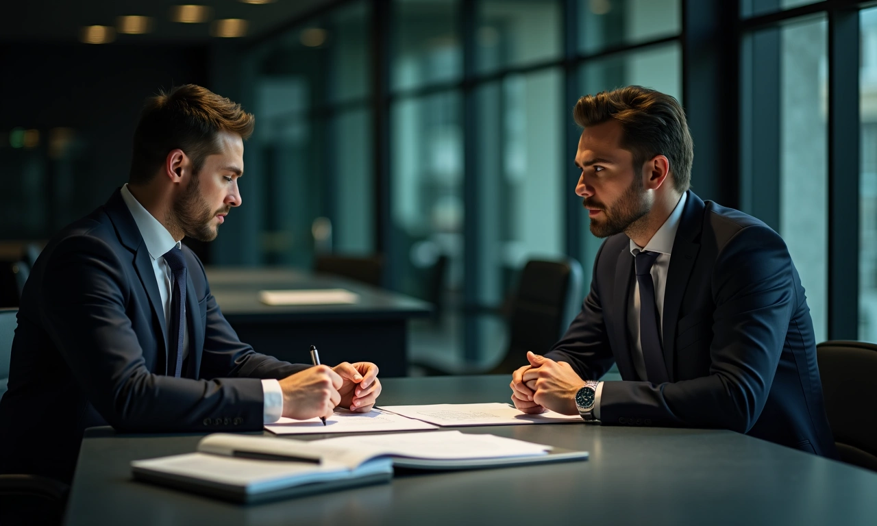 Entrepreneur signing business acquisition financing documents for SBA loan