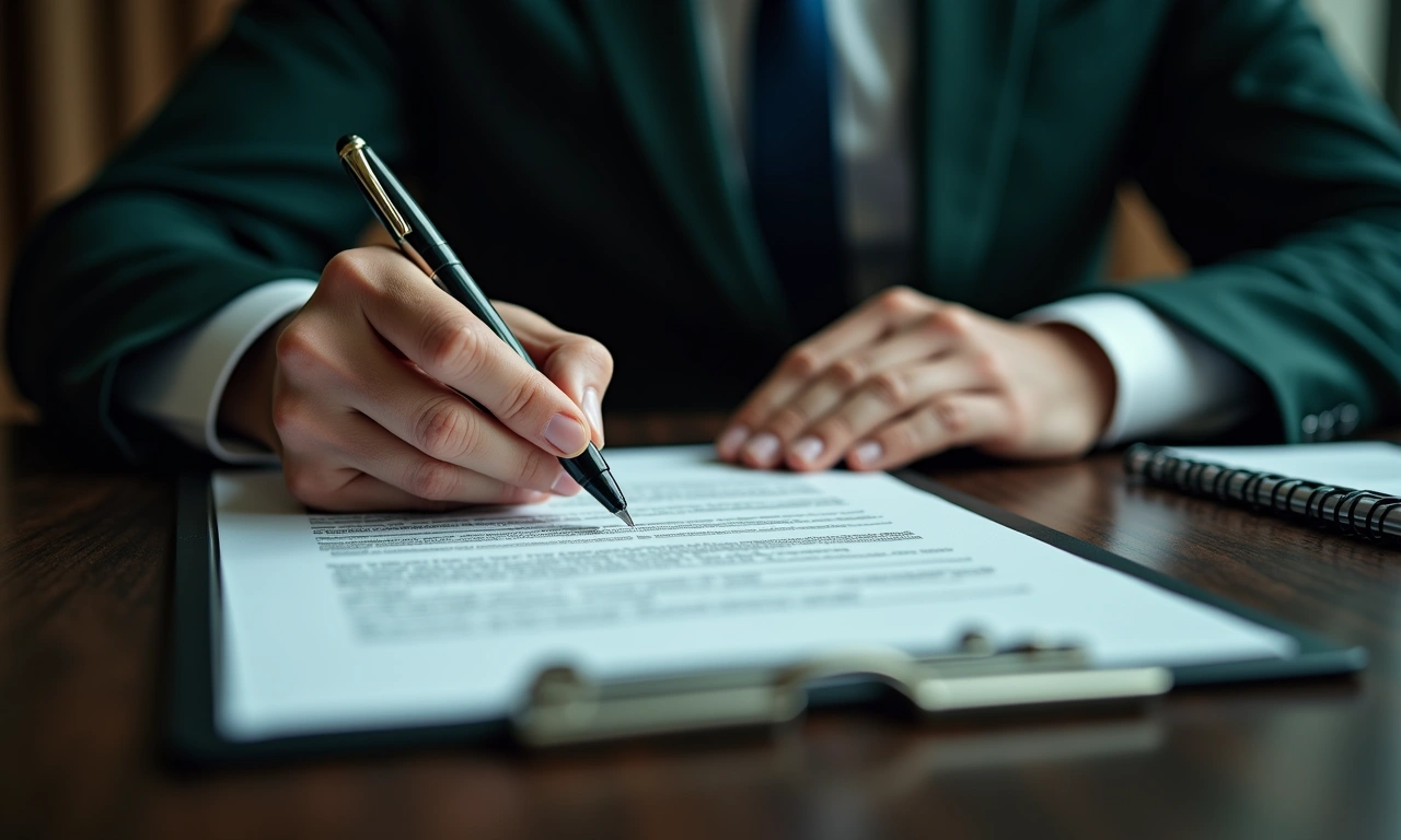 Business credit agreement document with highlighted terms on executive desk