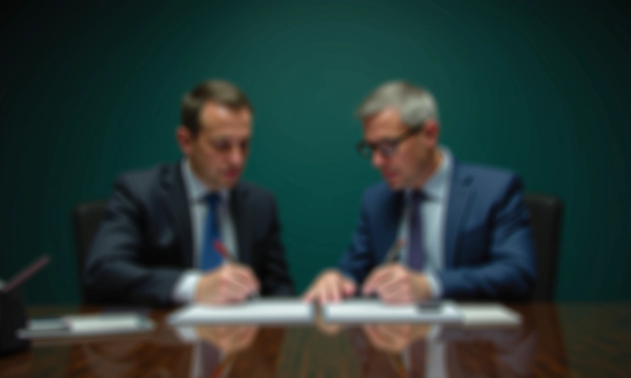 Business owner and attorney reviewing line of credit contract terms