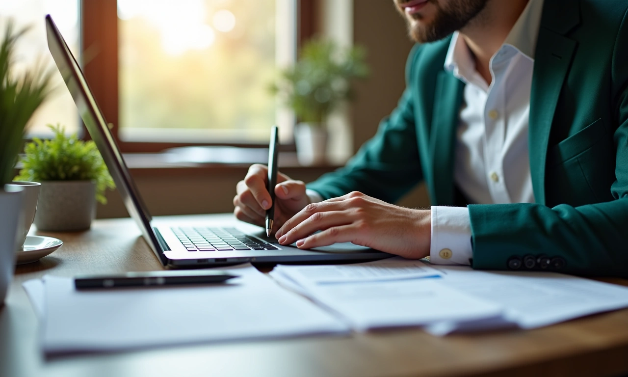 Business owner completing a business term loan application online on a laptop