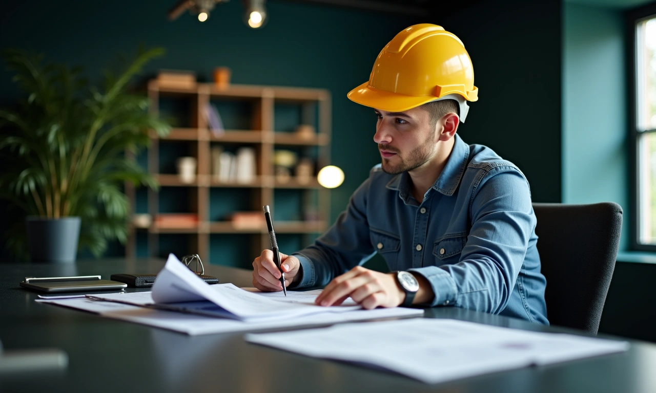 Construction contractor signing business term loan documents for equipment purchase and working capital financing