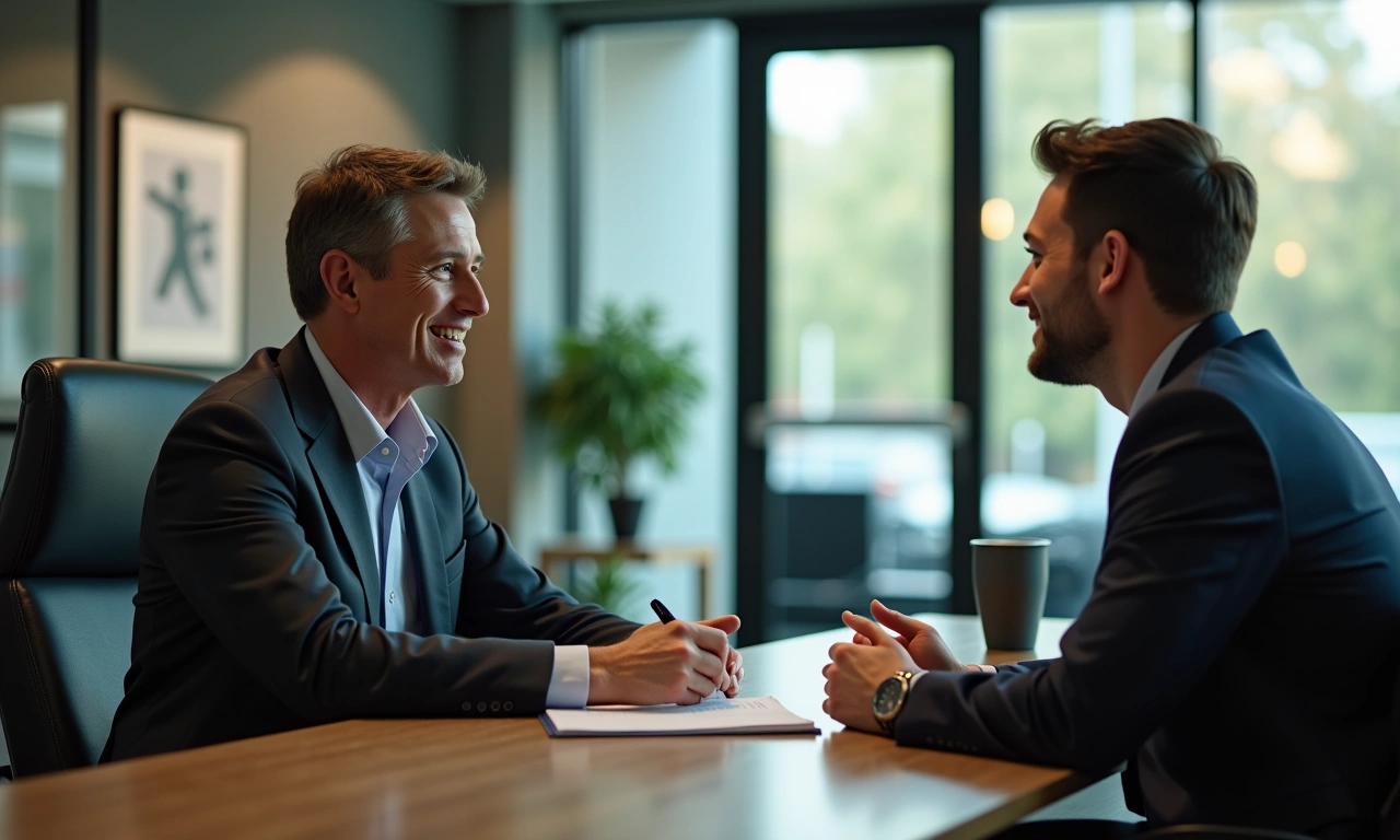 Small business owner meeting with a local bank loan officer