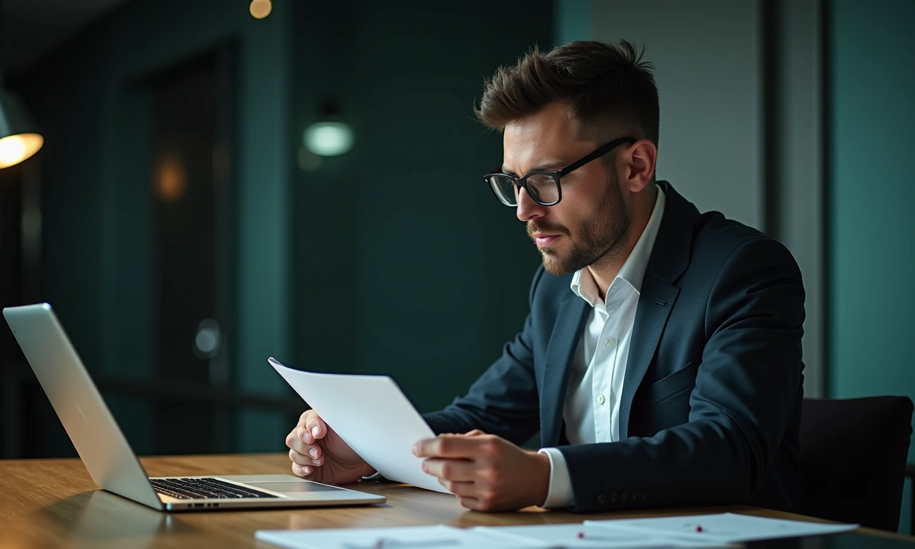 Business professional preparing loan application documents and financial statements