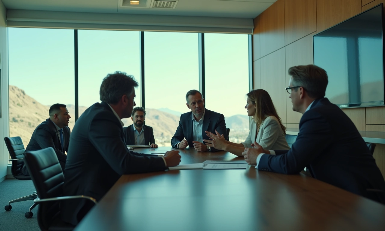 Financial strategist meeting with client team in Utah conference room