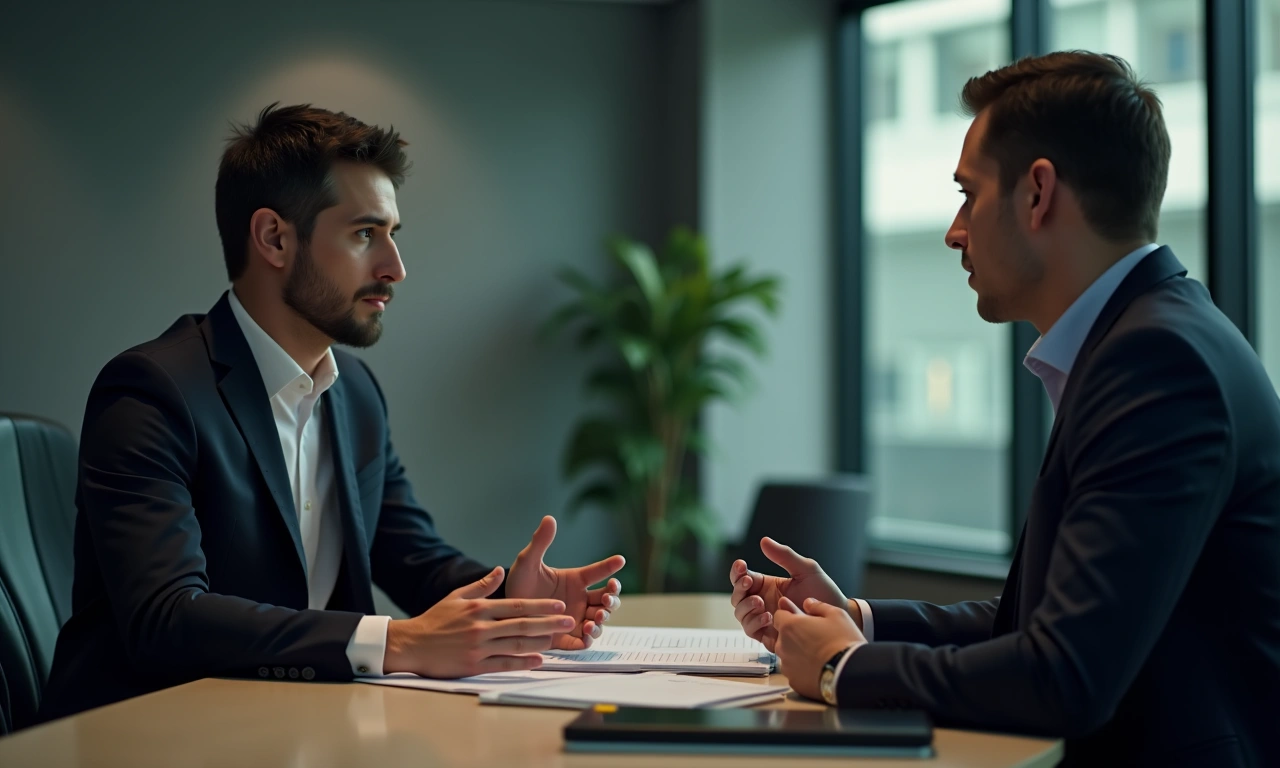 Business executive reviewing credit structure options with commercial lender
