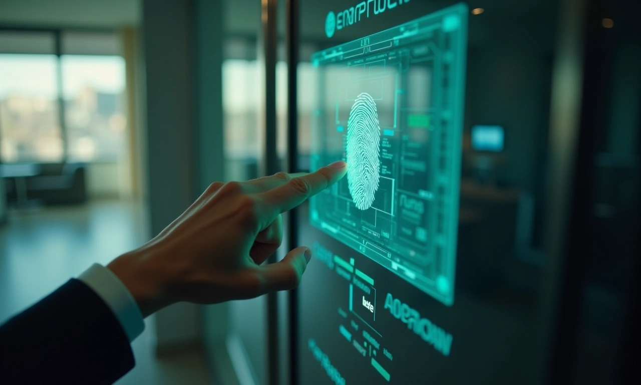 Fingerprint authentication on encrypted device for business credit portal