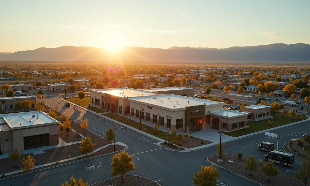Aerial view of Farmington Utah Station Park commercial district