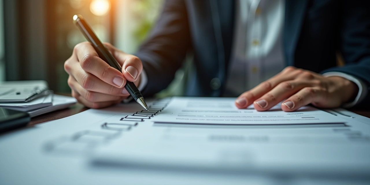 Business owner reviewing financial documents to prepare for a line of credit application