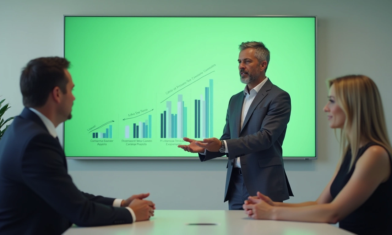 Financial advisor presenting credit structure comparison chart to Utah executive