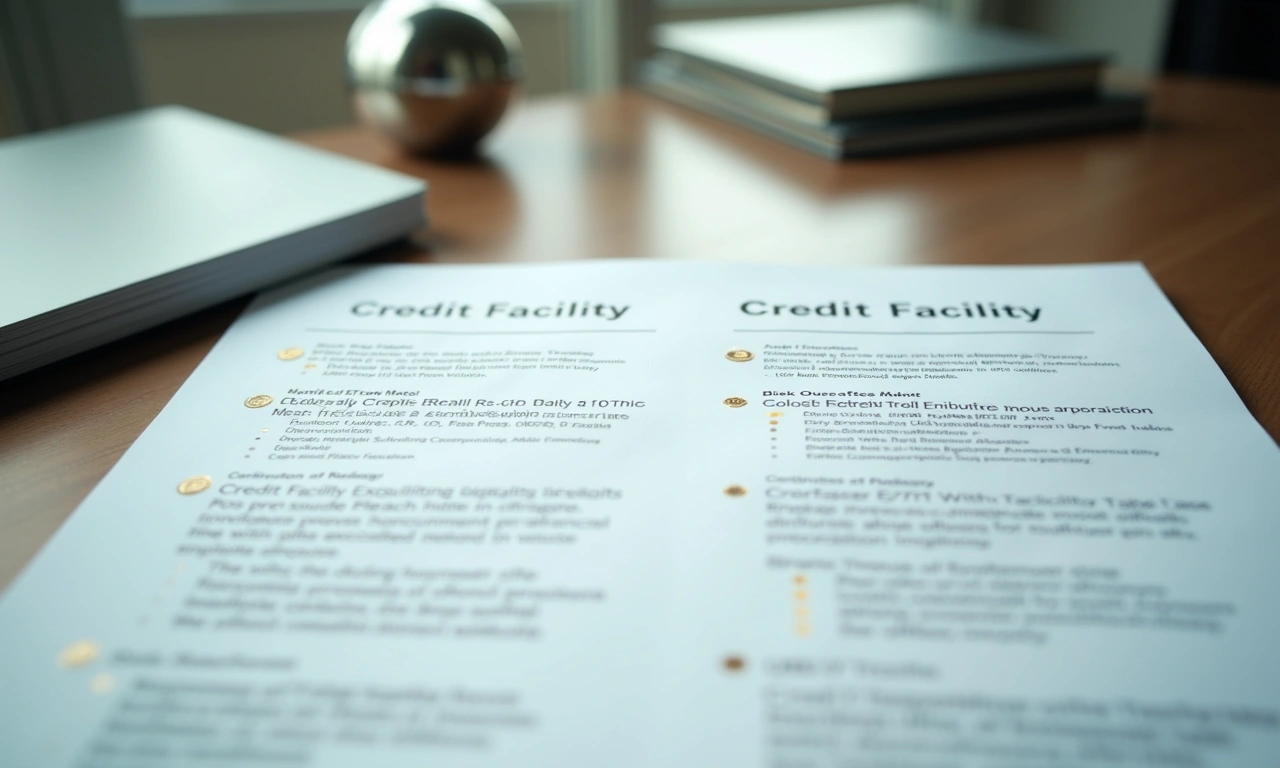 Two credit facility term sheets side-by-side on executive desk