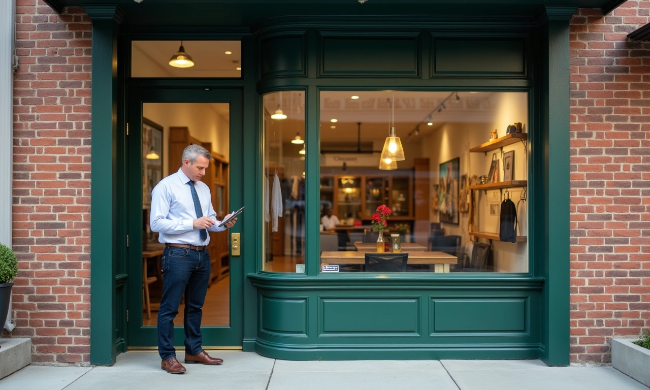 Kaysville Utah main street small business storefront at morning