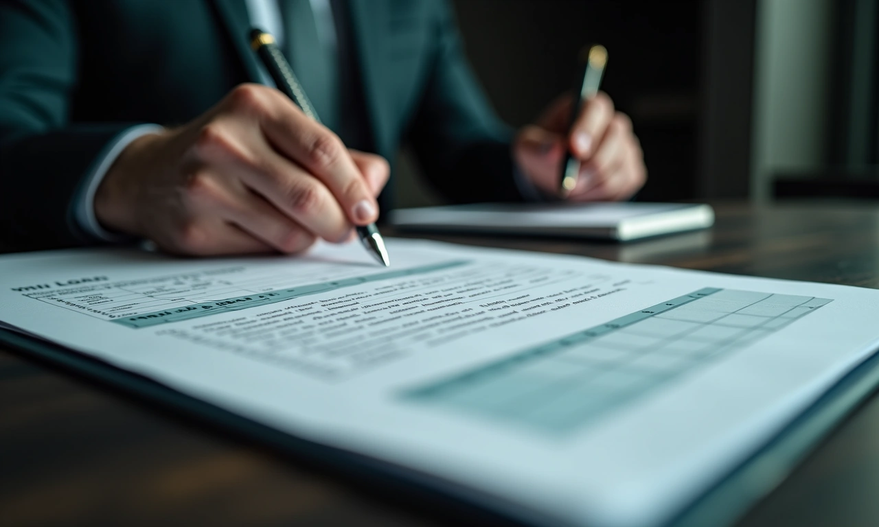 Business loan application documents and qualification checklist on executive desk