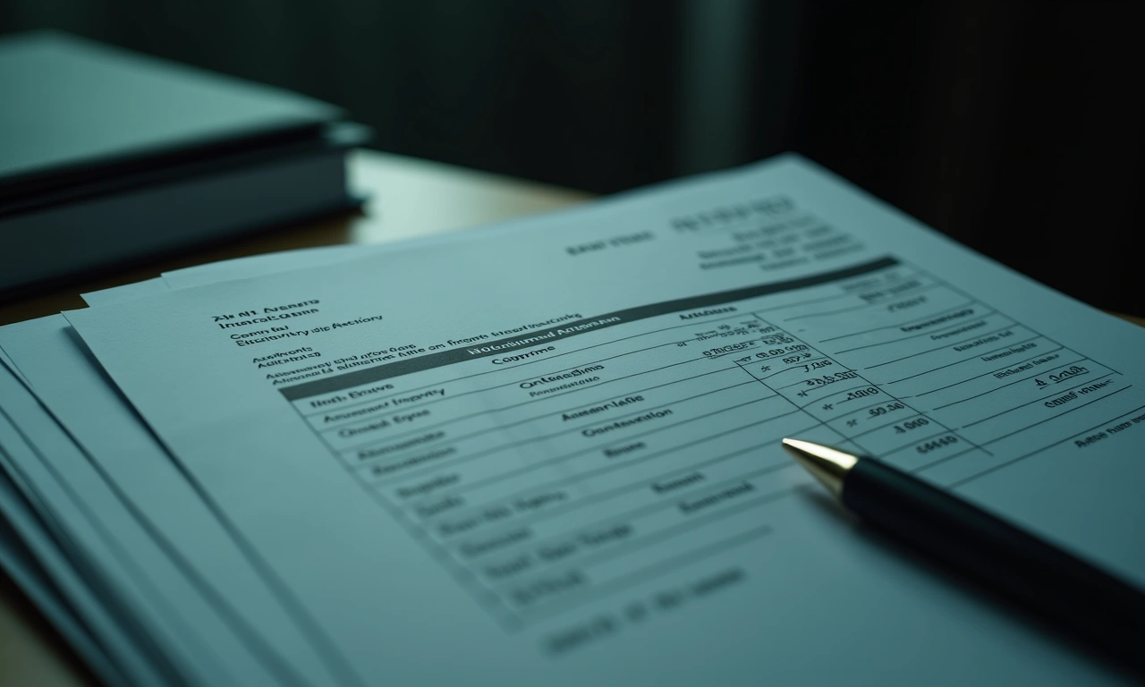 Stack of invoices and revolving credit documents side by side on executive desk