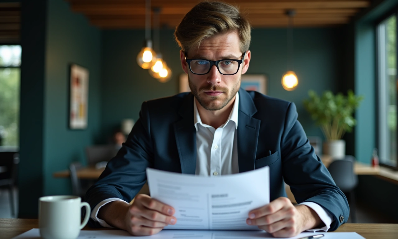 Small business owner analyzing long-term loan amortization schedule