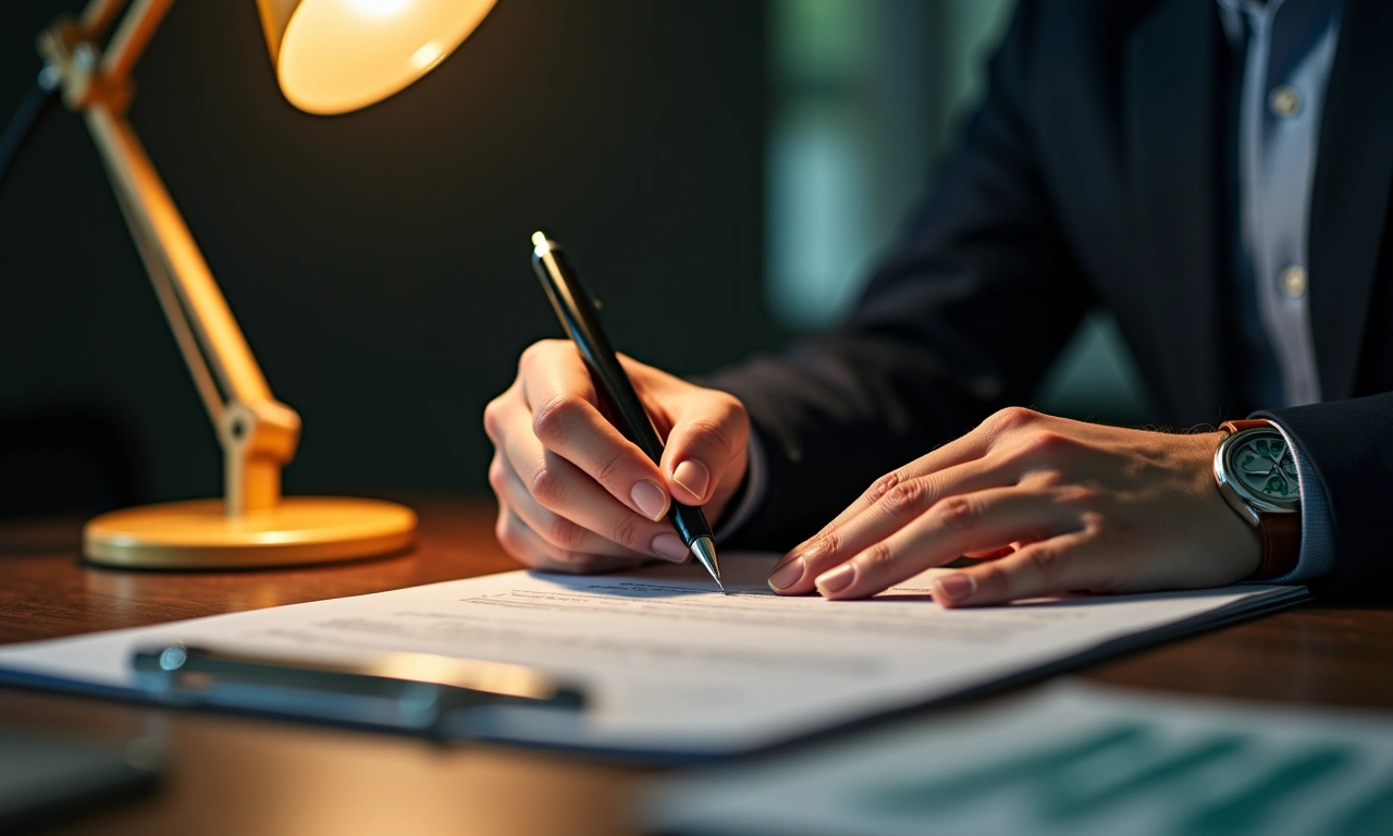 Small business owner reviewing long-term loan options and paperwork