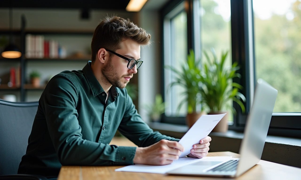 Startup founder reviewing long-term business loan documents
