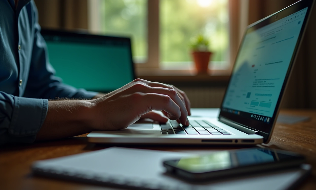 Business owner drawing funds from an online business line of credit through a laptop banking portal