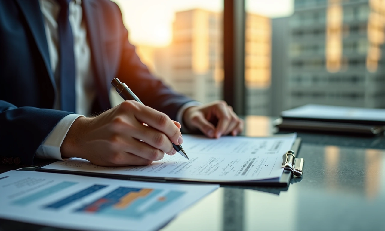 Private lender reviewing bridge loan documents secured against commercial property