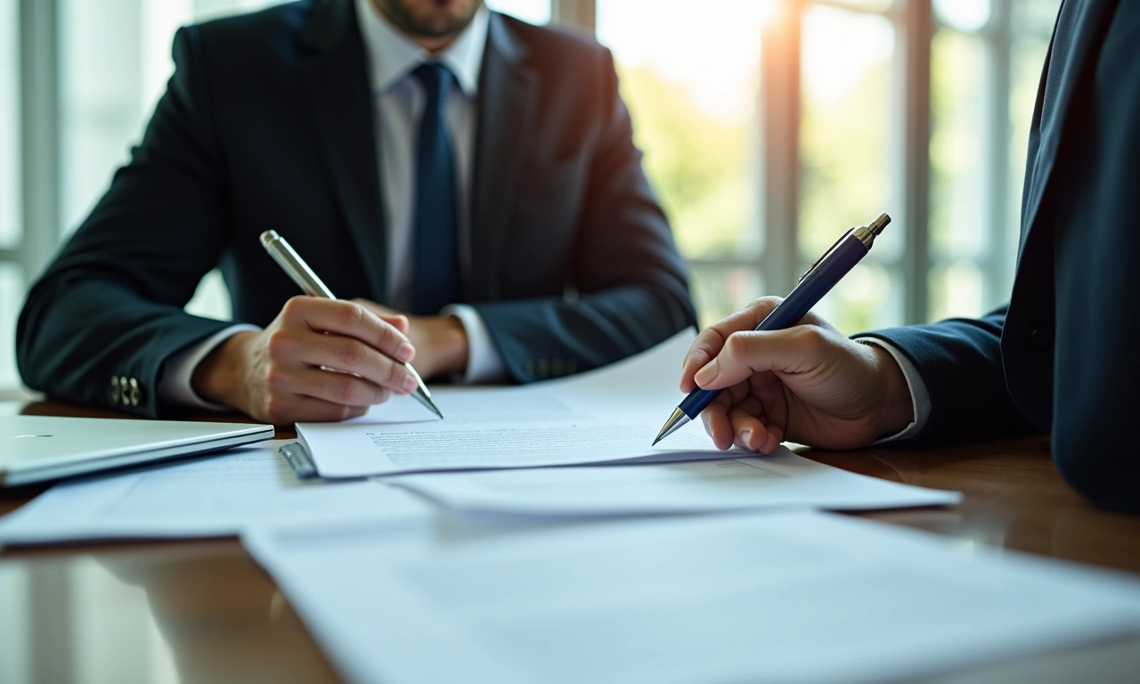 Business owner reviewing private lending agreement and fee disclosure documents