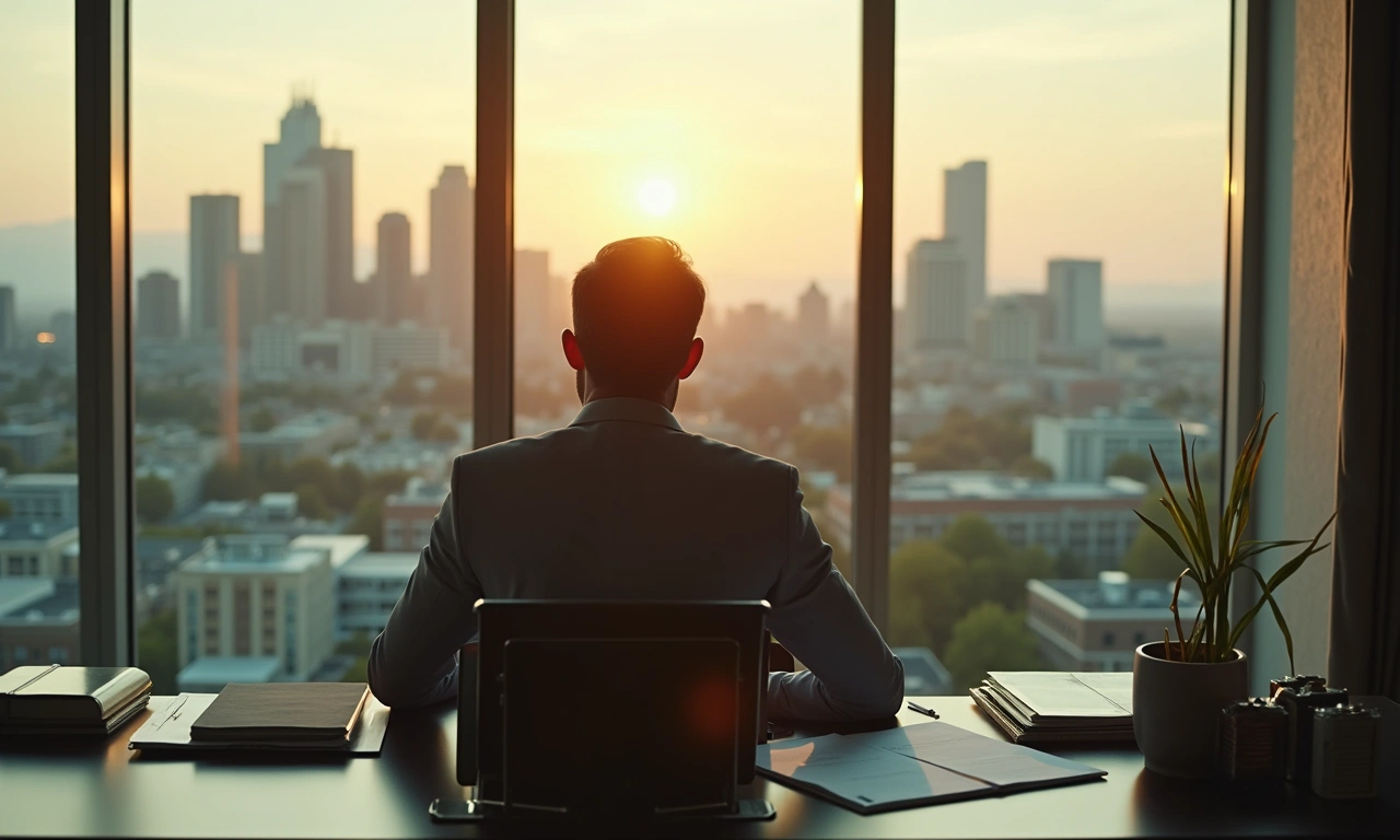 Salt Lake City executive corner office with private capital documents