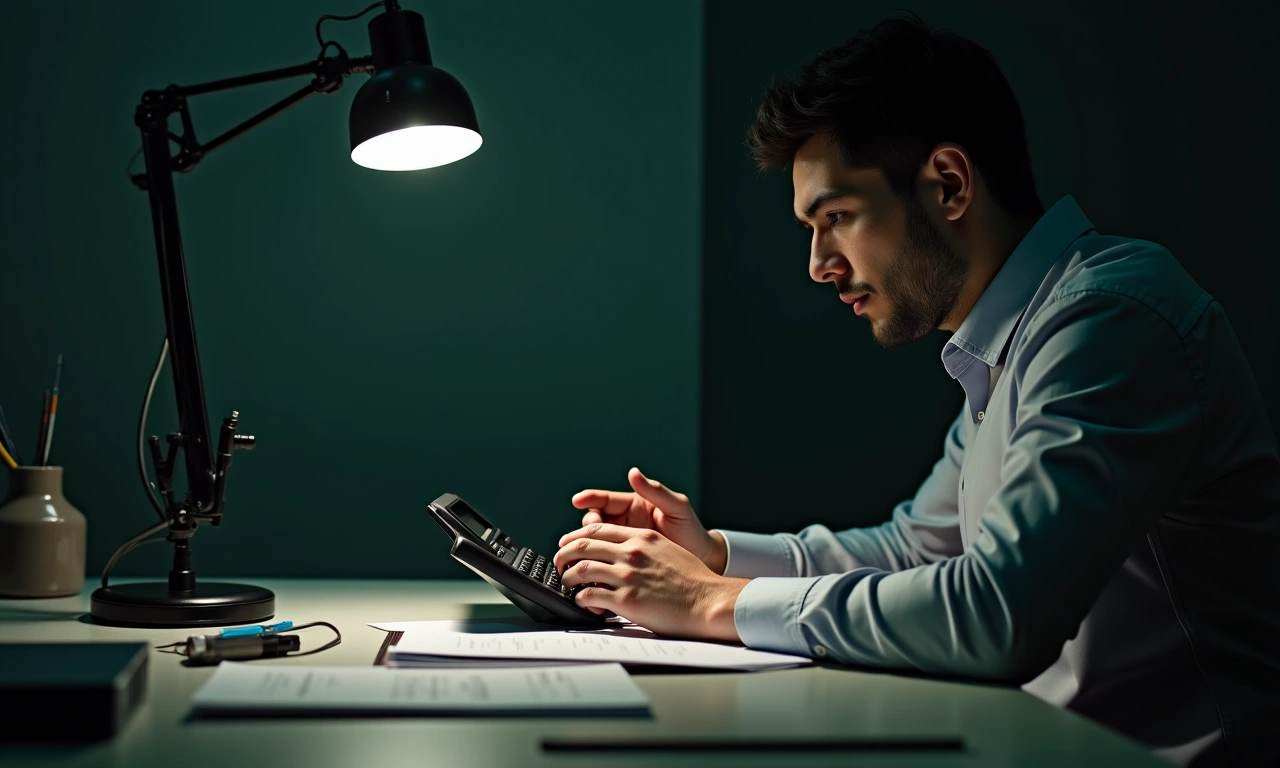 Business owner comparing short-term financing options at a desk