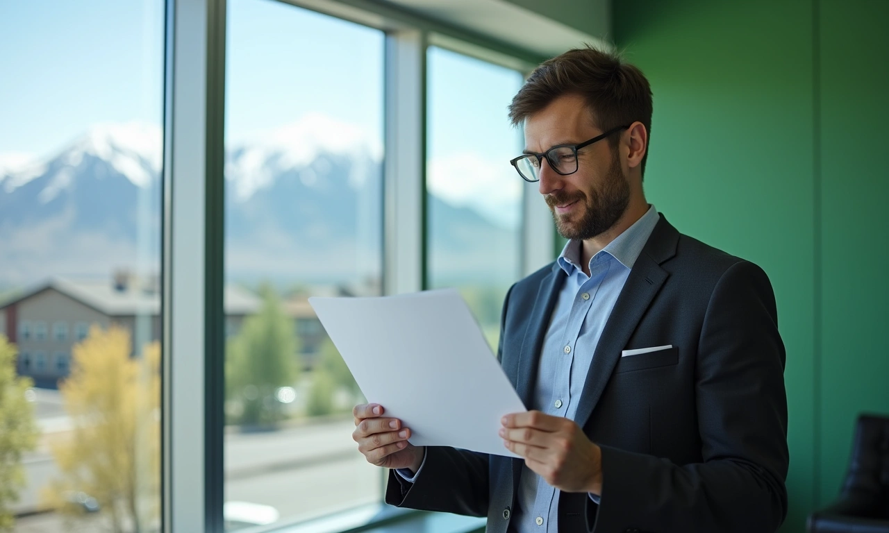 Tech founder at Silicon Slopes office with Wasatch Mountain backdrop