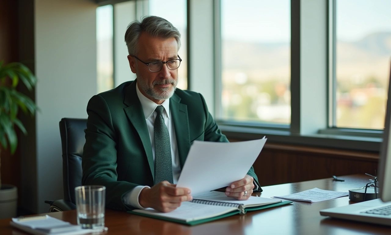 Utah S-Corp executive reviewing tax documents at professional Farmington office
