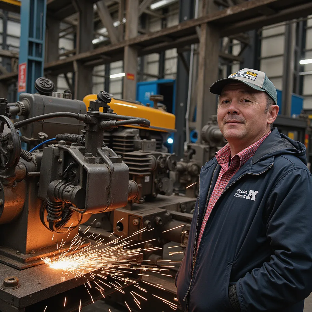 a man standing next to a machine